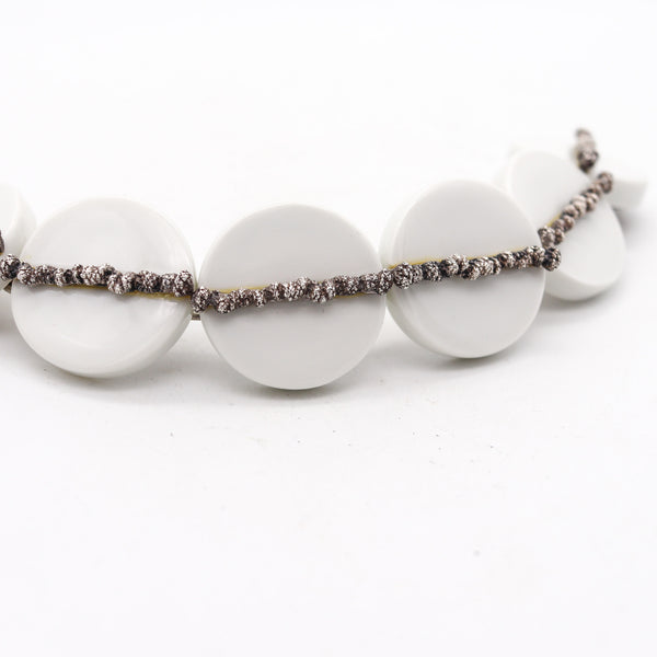 -Anton Michelsen 1968 For Royal Copenhagen Geometric Bracelet In Sterling And Porcelain