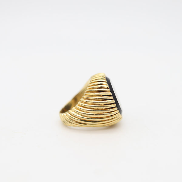 PETOCHI Firenze Roman Revival Ring With Micro Mosaic In 18Kt Yellow Gold