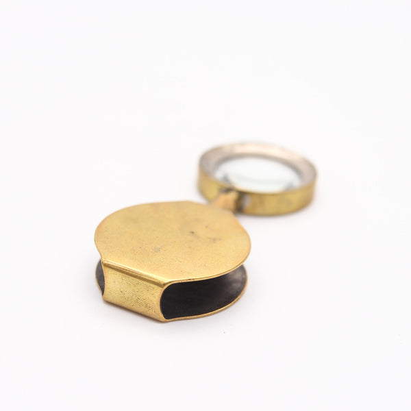 EDWARDIAN 1900 British Antique Foldable Magnifier Loupe Pendant In Polished Brass