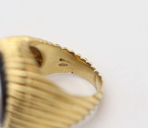 PETOCHI Firenze Roman Revival Ring With Micro Mosaic In 18Kt Yellow Gold