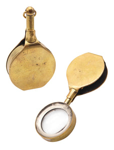 EDWARDIAN 1900 British Antique Foldable Magnifier Loupe Pendant In Polished Brass