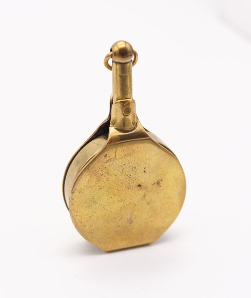 EDWARDIAN 1900 British Antique Foldable Magnifier Loupe Pendant In Polished Brass