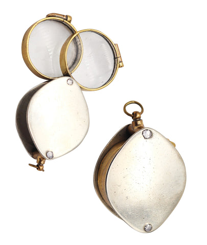 EDWARDIAN 1905 British Antique Foldable Double Loupes Pendant In Polished Brass