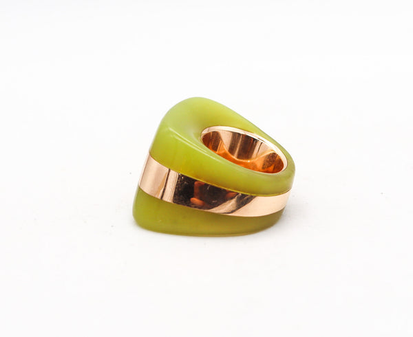 -Vhernier Milano Sculptural Cocktail Ring In 18Kt Yellow Gold With Green Agate