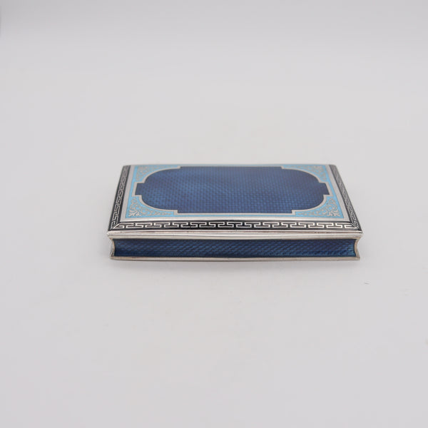 AUSTRIAN 1910 Neo Classic Guilloche Enameled Box In .900 Sterling Silver