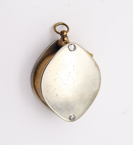 EDWARDIAN 1905 British Antique Foldable Double Loupes Pendant In Polished Brass