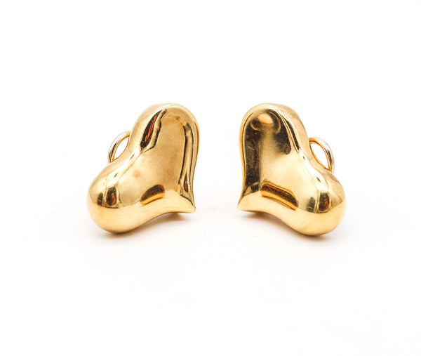 ANGELA CUMMINGS 1986 Heart Shaped Clips-On Earrings In 18Kt Yellow Gold