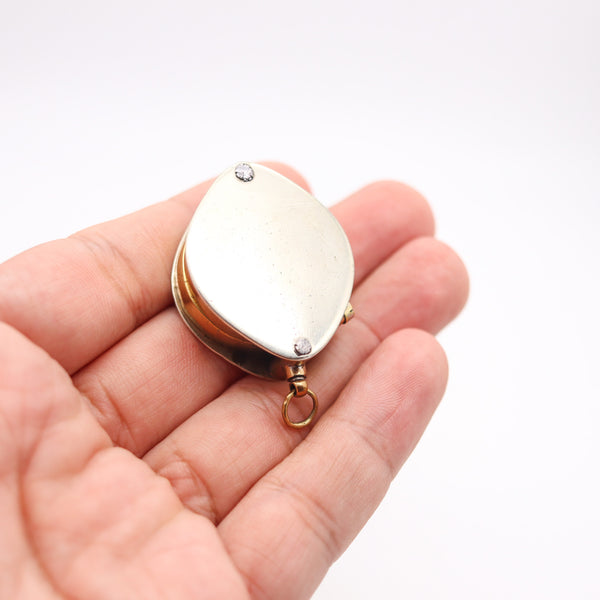 EDWARDIAN 1905 British Antique Foldable Double Loupes Pendant In Polished Brass
