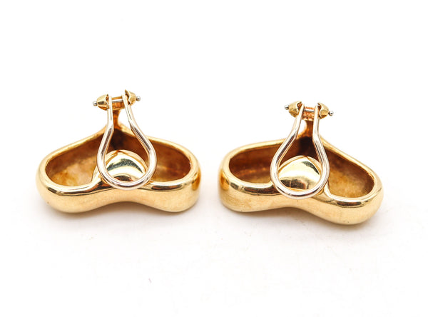 ANGELA CUMMINGS 1986 Heart Shaped Clips-On Earrings In 18Kt Yellow Gold