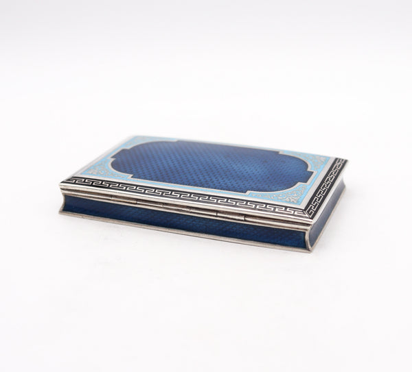 AUSTRIAN 1910 Neo Classic Guilloche Enameled Box In .900 Sterling Silver