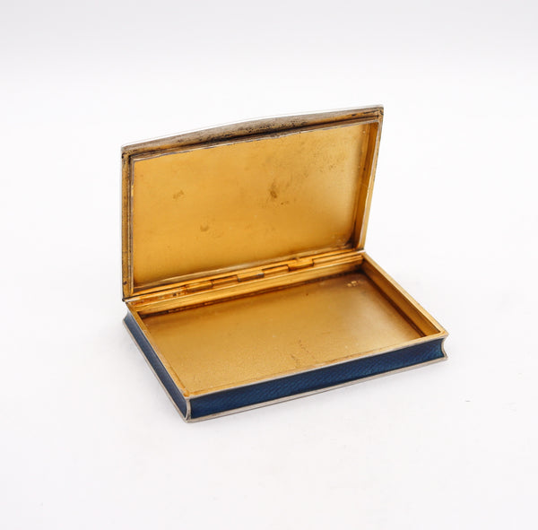 AUSTRIAN 1910 Neo Classic Guilloche Enameled Box In .900 Sterling Silver