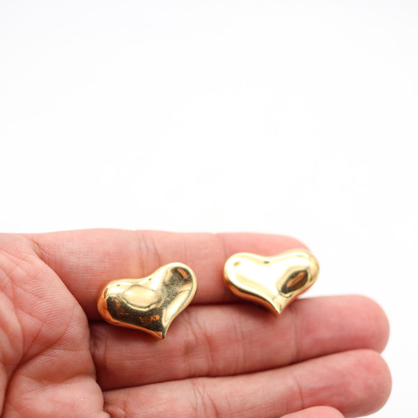 ANGELA CUMMINGS 1986 Heart Shaped Clips-On Earrings In 18Kt Yellow Gold