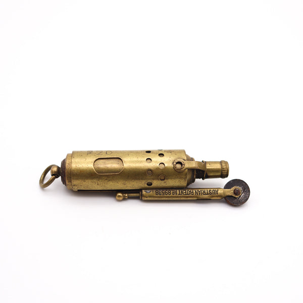 FOHN By IMCO 1920 Julius Meister Thumbwheel Mechanical Lighter In Polished Brass