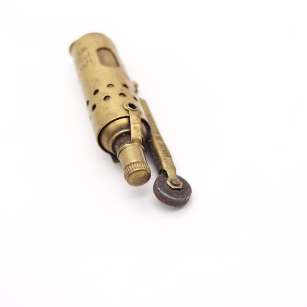 FOHN By IMCO 1920 Julius Meister Thumbwheel Mechanical Lighter In Polished Brass
