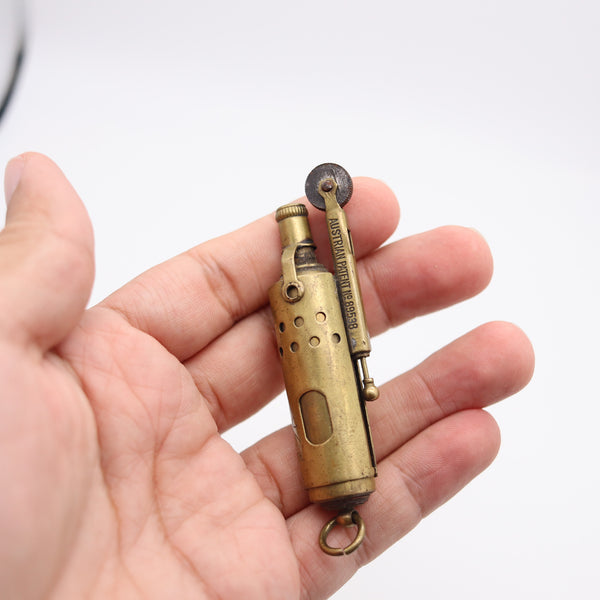 FOHN By IMCO 1920 Julius Meister Thumbwheel Mechanical Lighter In Polished Brass