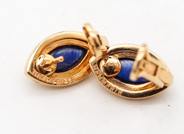 -Hemmerle Munich Clips On Earrings In 18Kt Yellow Gold With 9.62 Ctw In Sapphires