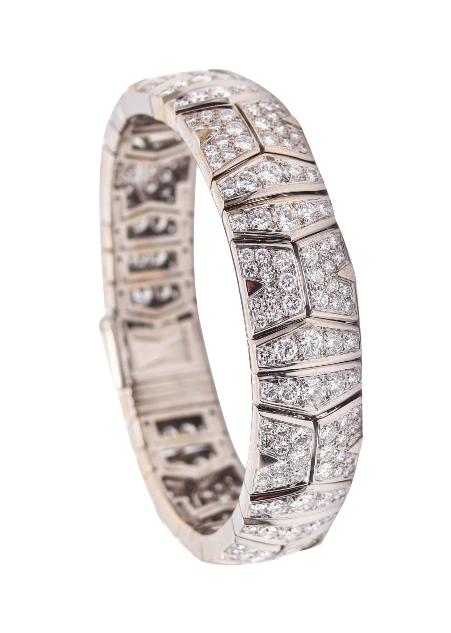 CARTIER Paris-London Flexible Bracelet In 18Kt White Gold With 15.96 Ctw Diamonds