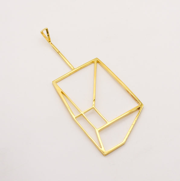 CARTIER 1970 Geometric Trompe L'oeil Pendant In 18Kt Yellow Gold