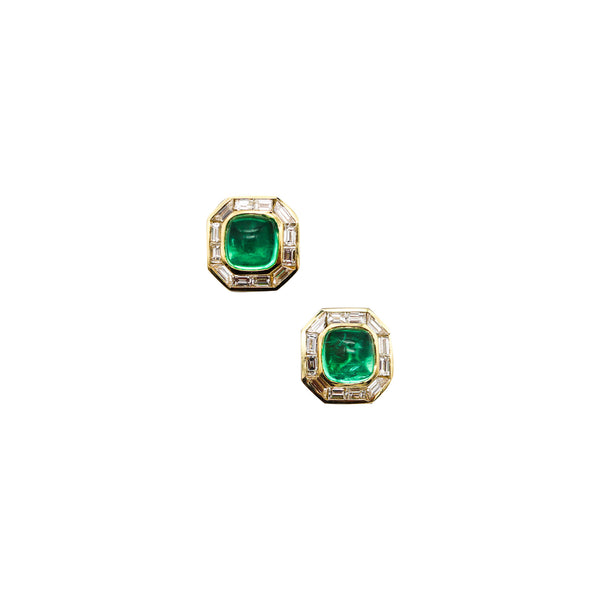 -Bvlgari Clip On Earrings In 18Kt Gold With 11.72 Ctw In Diamonds And Emeralds