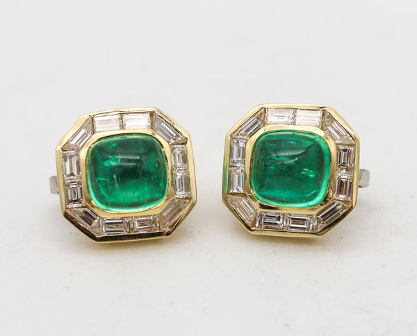 -Bvlgari Clip On Earrings In 18Kt Gold With 11.72 Ctw In Diamonds And Emeralds