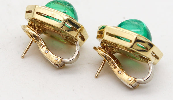 -Bvlgari Clip On Earrings In 18Kt Gold With 11.72 Ctw In Diamonds And Emeralds