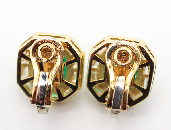 -Bvlgari Clip On Earrings In 18Kt Gold With 11.72 Ctw In Diamonds And Emeralds