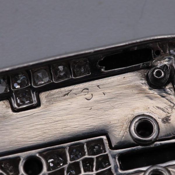 CARTIER 1920 Art Deco Platinum Enameled Pendant-Lorgnette With Diamonds & Onyx