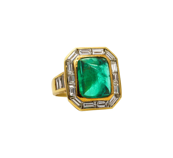 -Bvlgari Cocktail Ring In 18Kt Yellow Gold With 9.04 Ctw In Diamonds And Emerald