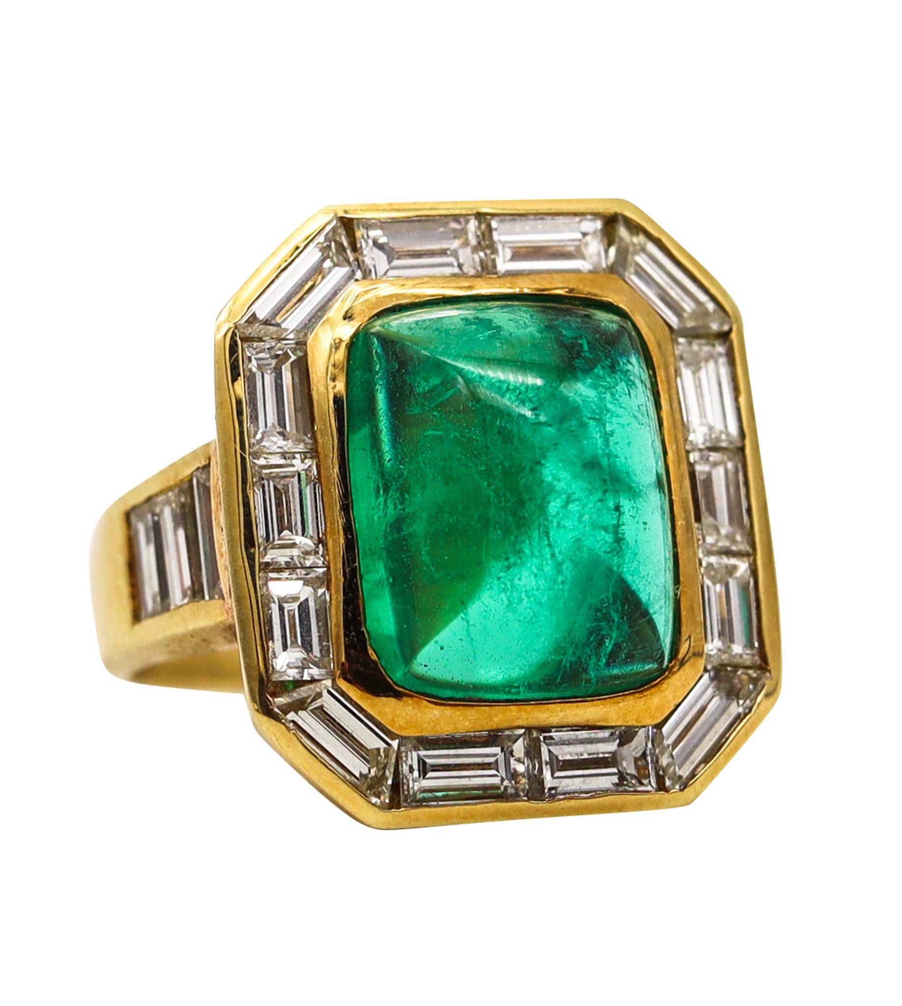 -Bvlgari Cocktail Ring In 18Kt Yellow Gold With 9.04 Ctw In Diamonds And Emerald