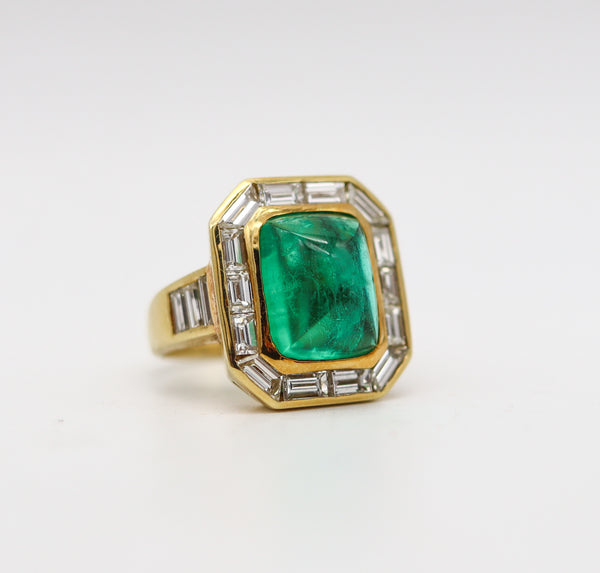 -Bvlgari Cocktail Ring In 18Kt Yellow Gold With 9.04 Ctw In Diamonds And Emerald