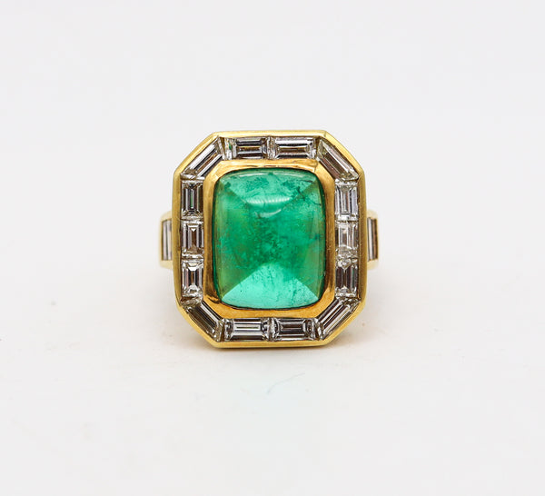 -Bvlgari Cocktail Ring In 18Kt Yellow Gold With 9.04 Ctw In Diamonds And Emerald