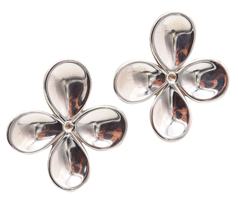 ANGELA CUMMINGS 1987 Modernist Flower Petals Earrings In .925 Sterling Silver