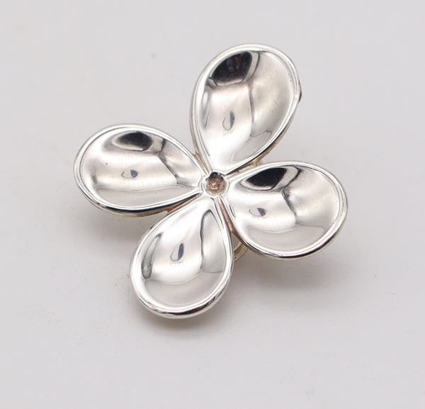 ANGELA CUMMINGS 1987 Modernist Flower Petals Earrings In .925 Sterling Silver