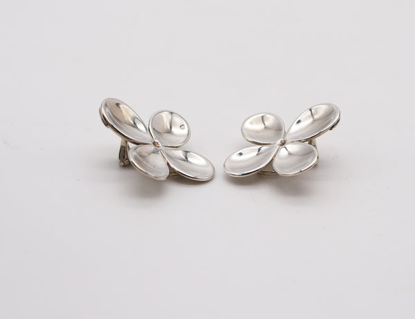 ANGELA CUMMINGS 1987 Modernist Flower Petals Earrings In .925 Sterling Silver