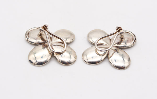 ANGELA CUMMINGS 1987 Modernist Flower Petals Earrings In .925 Sterling Silver