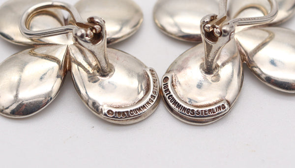 ANGELA CUMMINGS 1987 Modernist Flower Petals Earrings In .925 Sterling Silver
