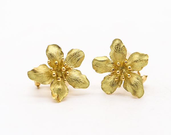 TIFFANY & CO. 1970 Flowers Clips On Earrings In Solid 18Kt Yellow Gold
