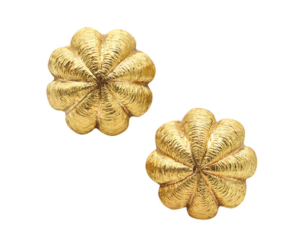 TIFFANY & CO. Textured Doomed Clips On Earrings In 18Kt Yellow Gold