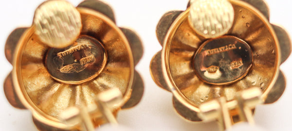 TIFFANY & CO. Textured Doomed Clips On Earrings In 18Kt Yellow Gold