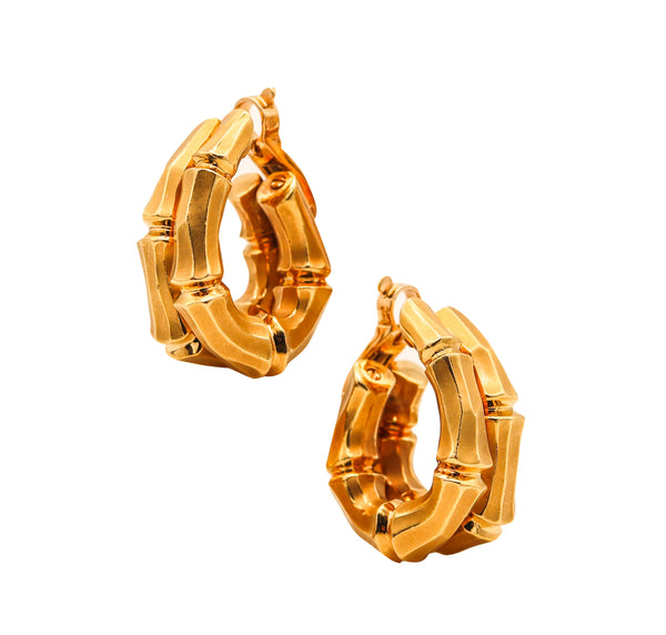 -Cartier Paris 1970 Iconic Double Bamboo Hoop Clips Earrings In 18Kt Yellow Gold