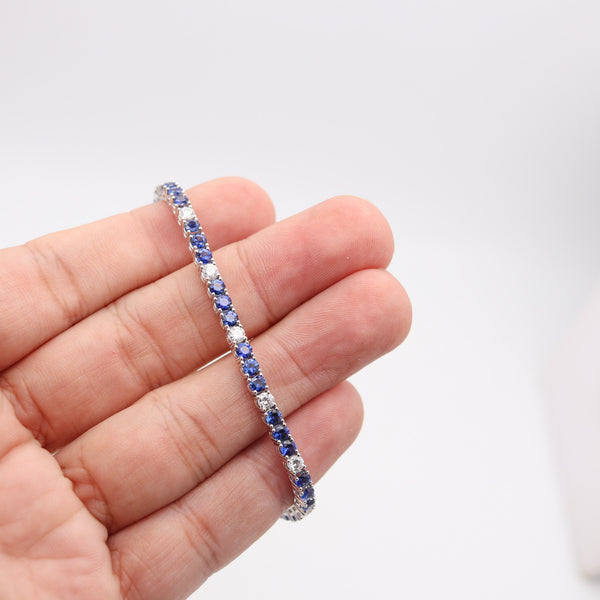 GÜBELIN Riviera Bracelet In 18Kt White Gold With 7.35 Ctw Diamonds & Sapphires