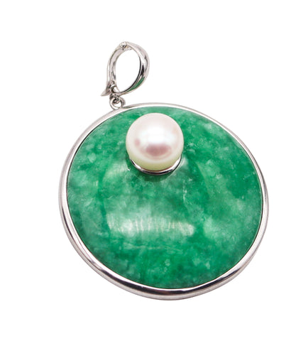 JADE & PEARL Contemporary Pendant In Polished .925 Sterling Silver 12mm Pearl