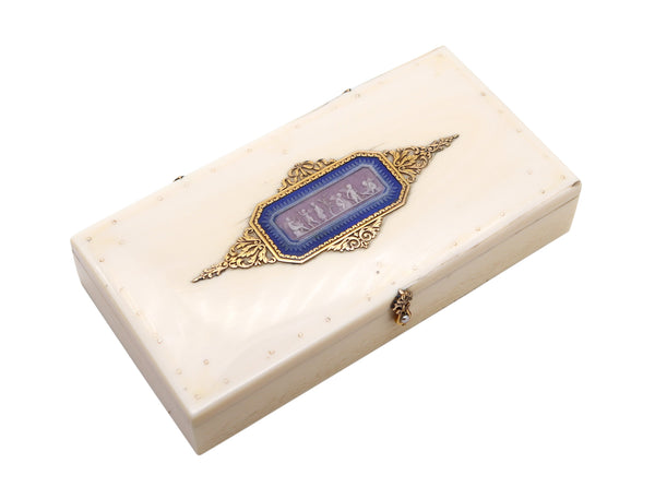 WEDGWOOD 1880 Cameo Rectangular Desk Box With 18Kt Yellow Gold Accents