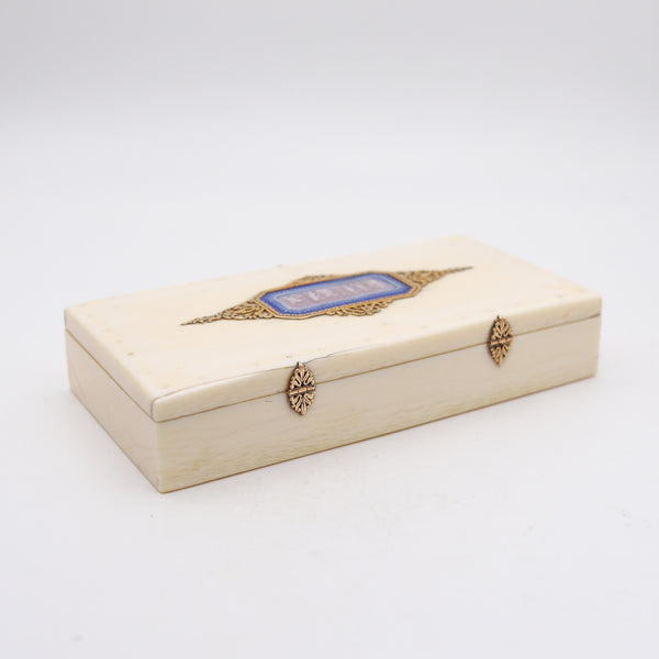 WEDGWOOD 1880 Cameo Rectangular Desk Box With 18Kt Yellow Gold Accents