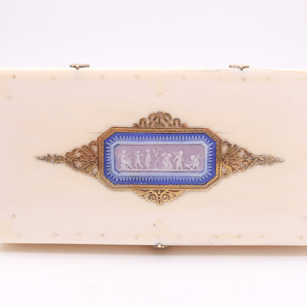 WEDGWOOD 1880 Cameo Rectangular Desk Box With 18Kt Yellow Gold Accents