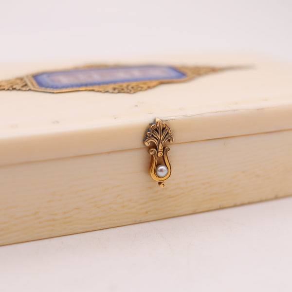 WEDGWOOD 1880 Cameo Rectangular Desk Box With 18Kt Yellow Gold Accents