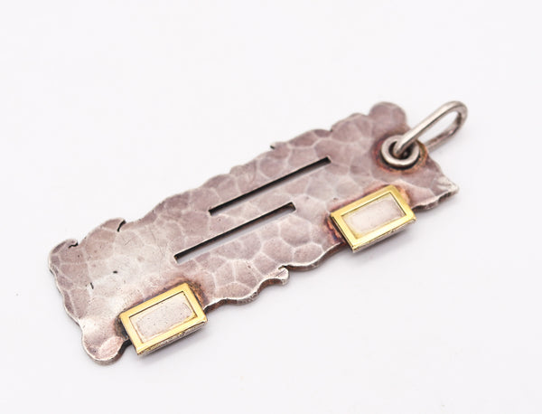 JEAN DESPRES 1950 Paris Geometric Artistic Pendant .800 Silver & Yellow Gold
