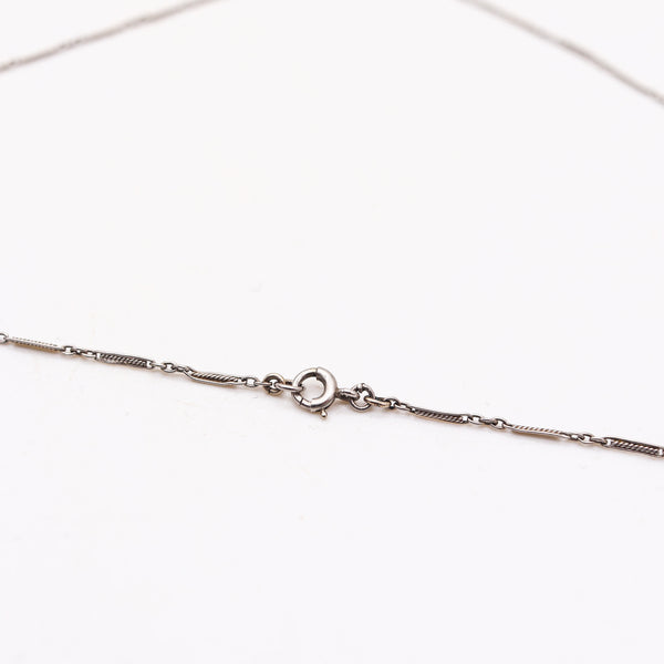 Art-Deco 1925 Platinum Necklace With VS Diamonds & Colombian Emeralds