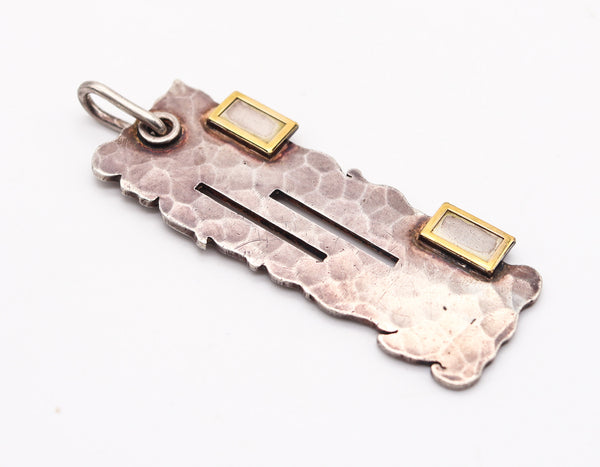 JEAN DESPRES 1950 Paris Geometric Artistic Pendant .800 Silver & Yellow Gold