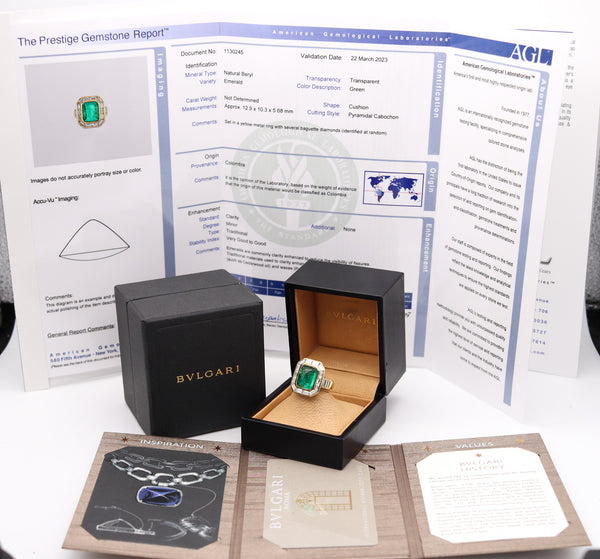 -Bvlgari Cocktail Ring In 18Kt Yellow Gold With 9.04 Ctw In Diamonds And Emerald